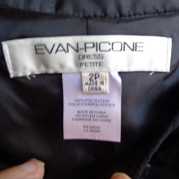 Evan Picone embellished neckline classic black dress 2 P - Picture 6 of 10